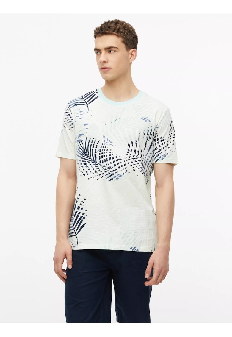 Tricou barbati - imprimeu tropical - Turcoaz deschis