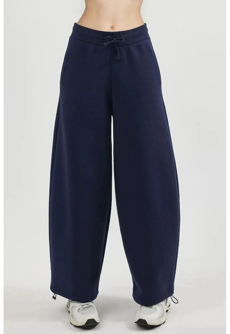 Pantaloni de trening - lungi - bleumarin - bumbac si poliester - elastic