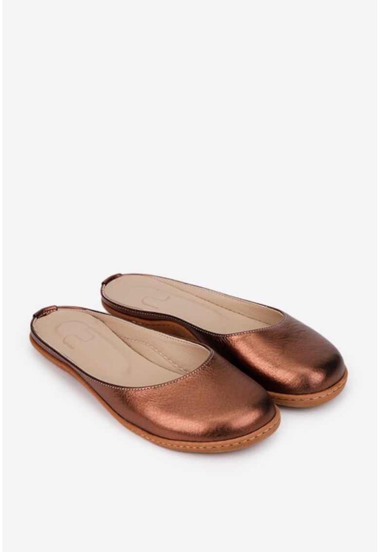 Balerini dama NUR bronz din piele cu decupaj