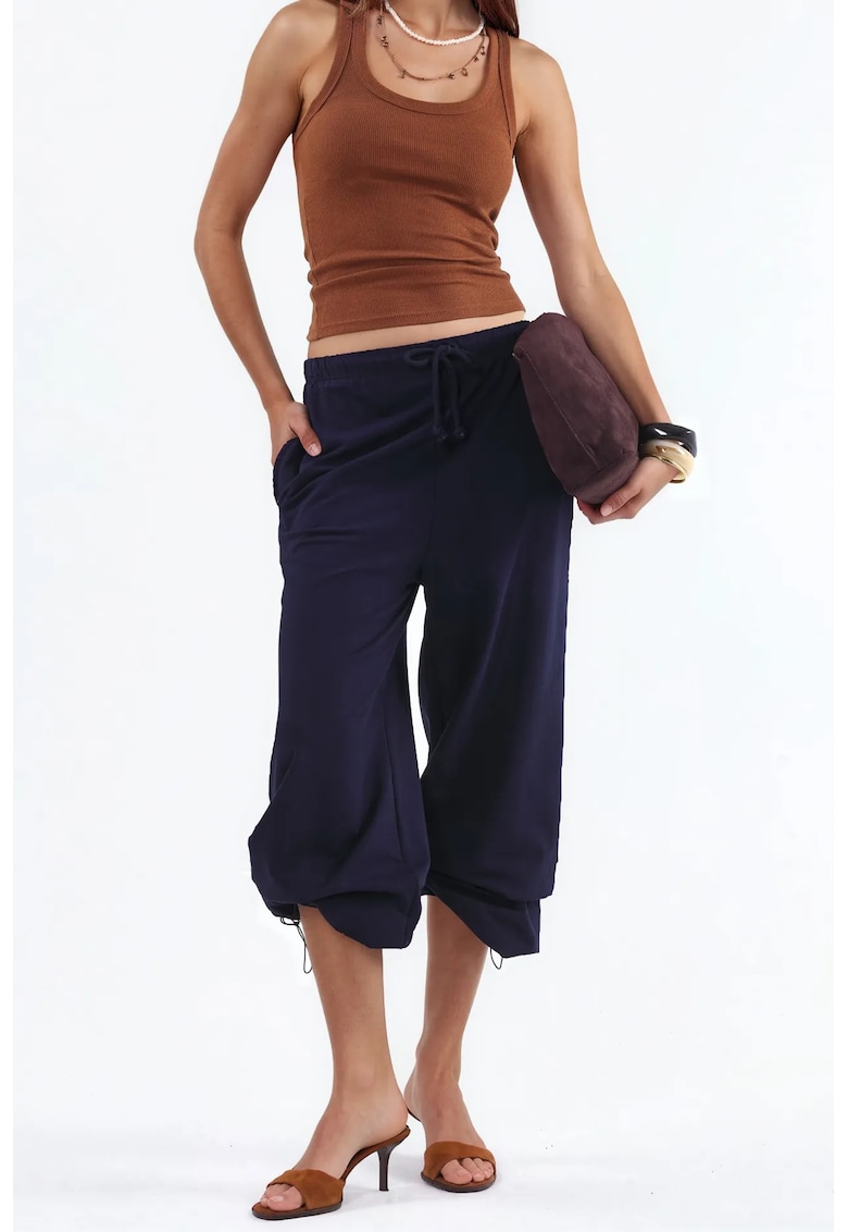 Pantaloni de trening - croiala dreapta - elasticitate - Albastru marin - amestec de bumbac