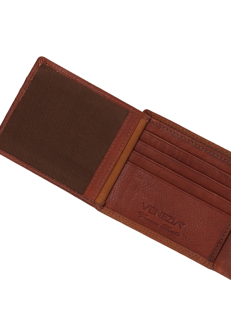 Portofel clasic maro din piele naturala 11x8 -5cm