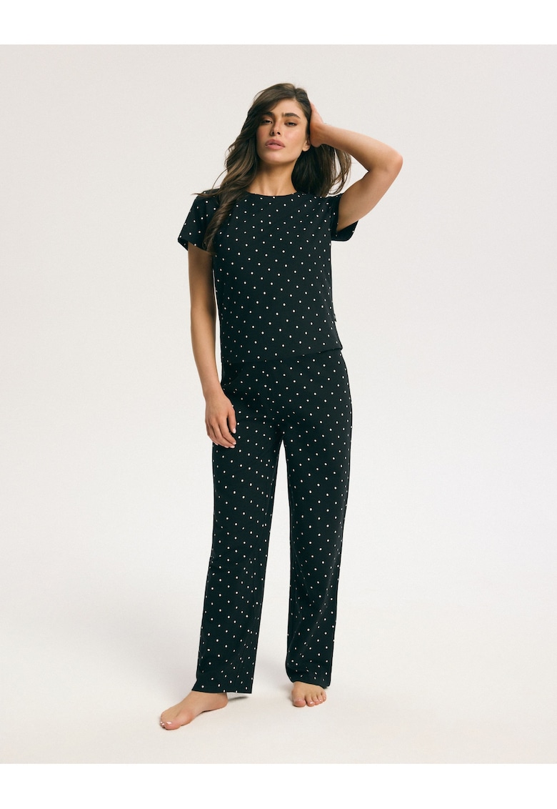 Pijama dama Clasica Buline Macchioato - Negru