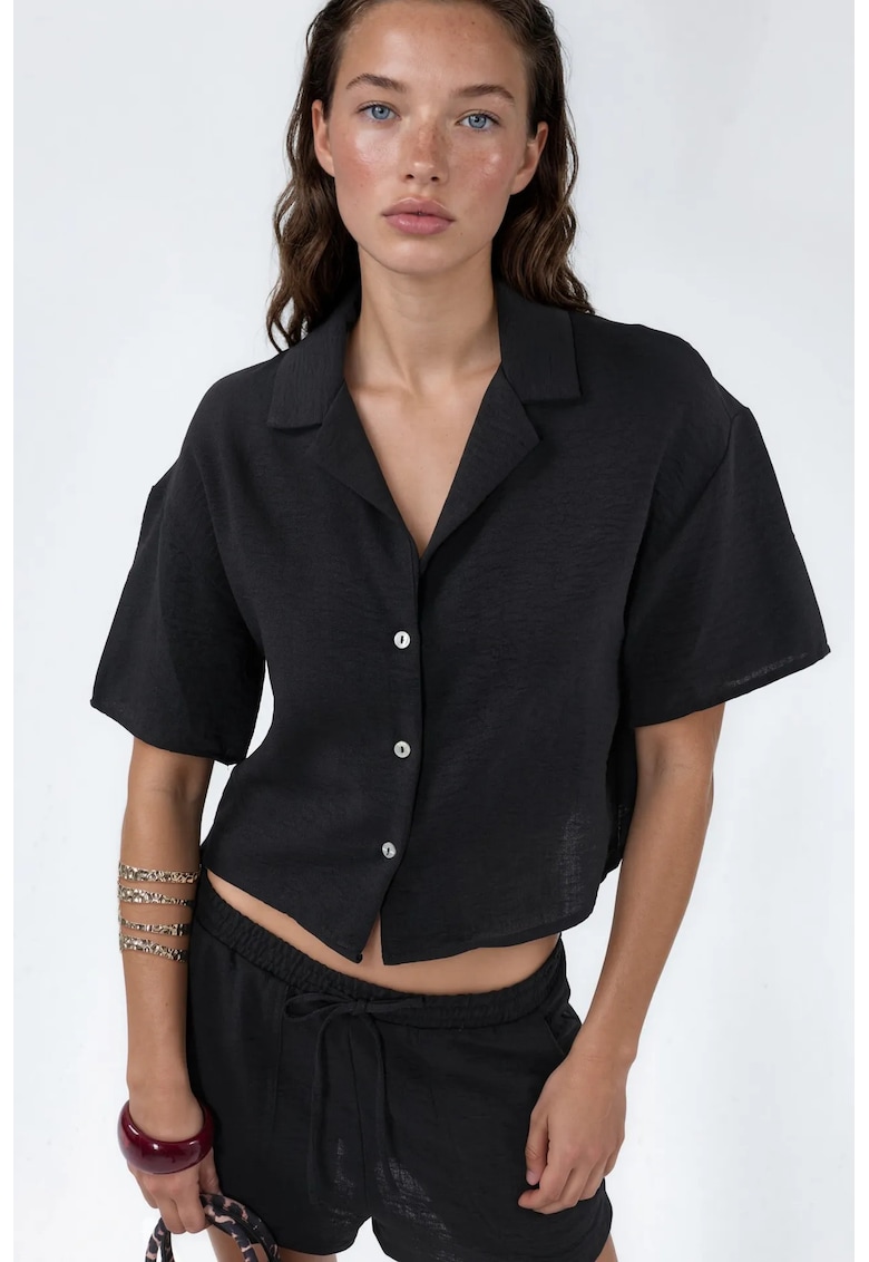 Camasi dama - camasa scurta - casual - negru - poliester