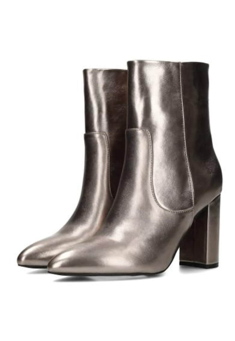 Botine din material sintetic cu fermoar