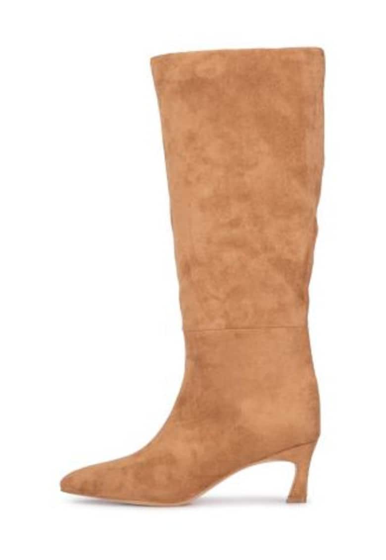 Cizme din piele intoarsa ecologica cu toc stiletto EMMA