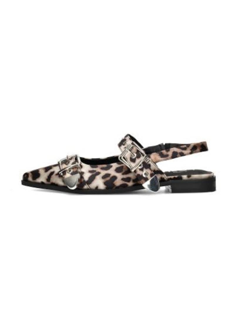 Balerini slingback cu animal print si varf ascutit Julia