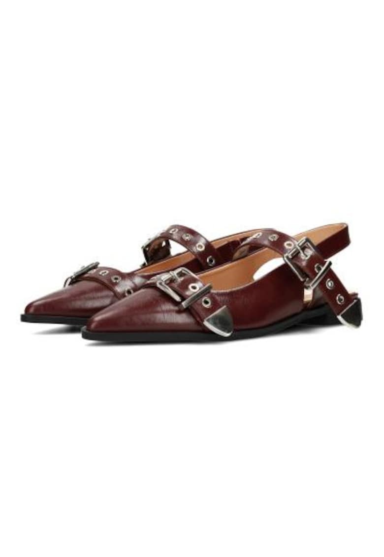 Balerini din piele ecologica cu bareta slingback si model cu catarama