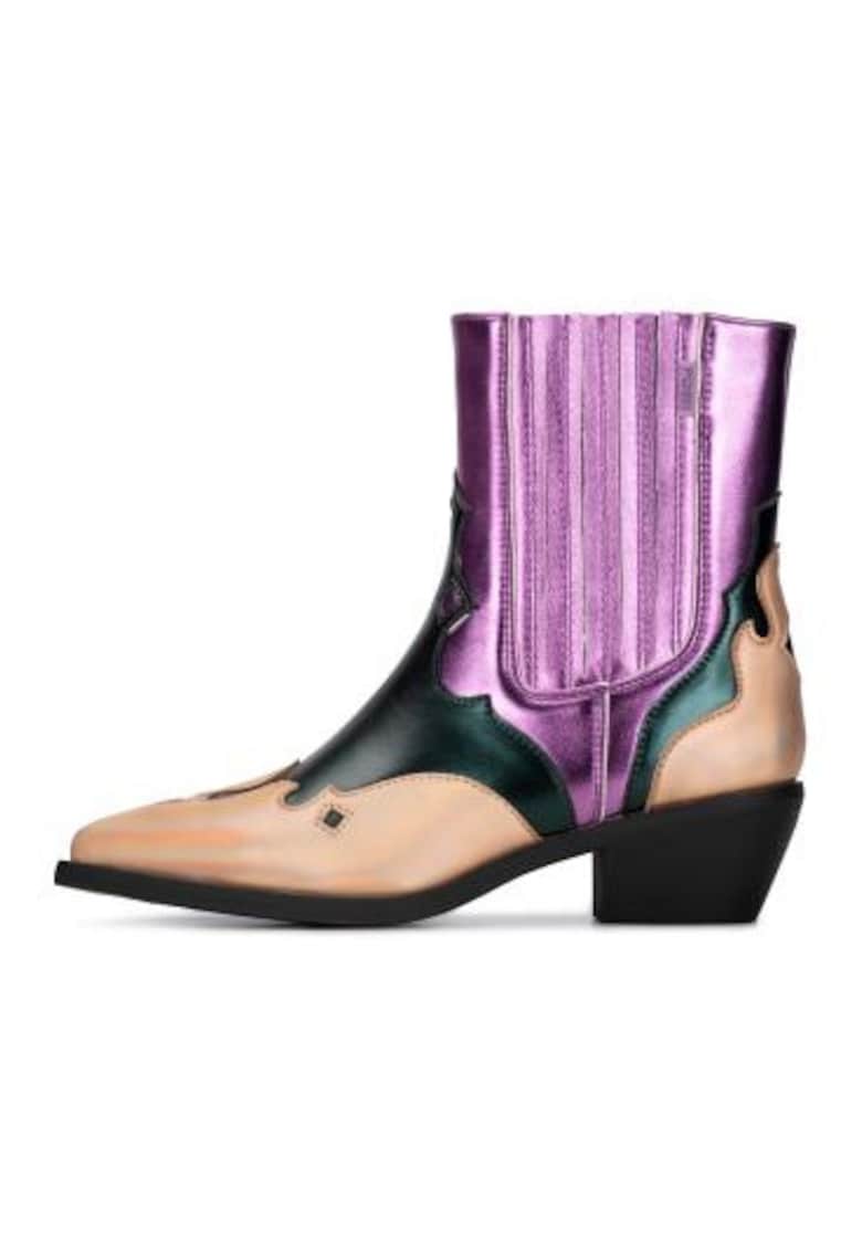Roxi Botine cowboy cu aspect metalizat