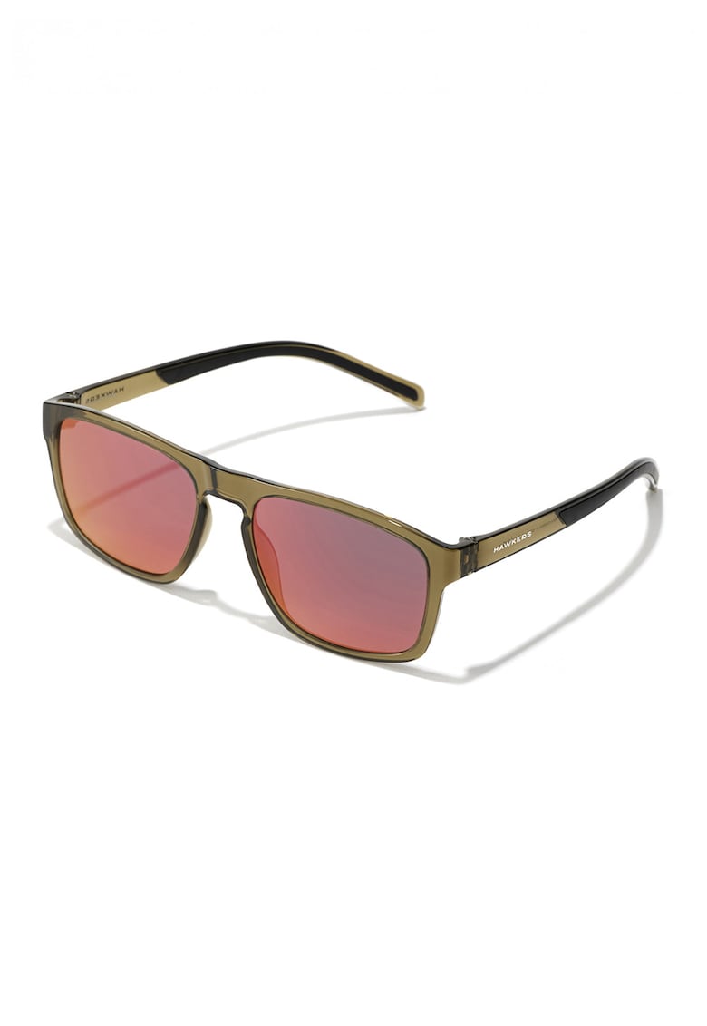 Ochelari de soare dreptunghiulari unisex cu lentile oglinda Lion - Verde masliniu