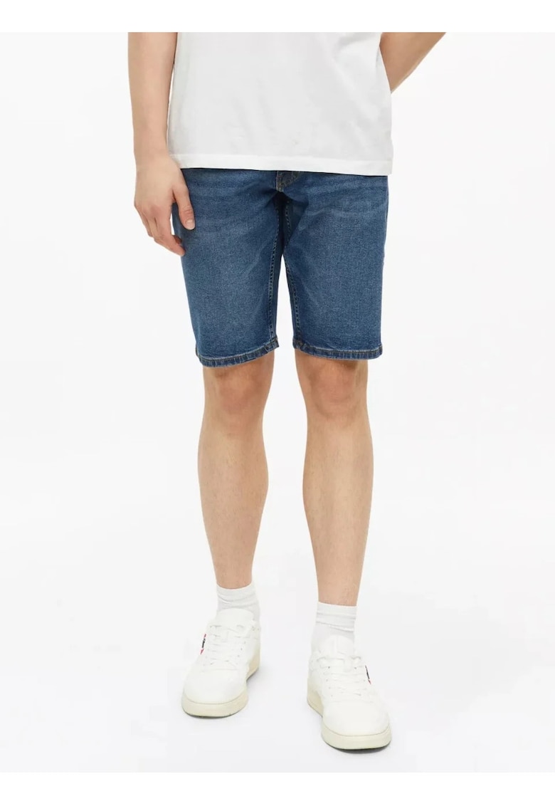 Pantaloni scurti de blug barbati - din bumbac - cu talie medie - Regular fit - Albastru -