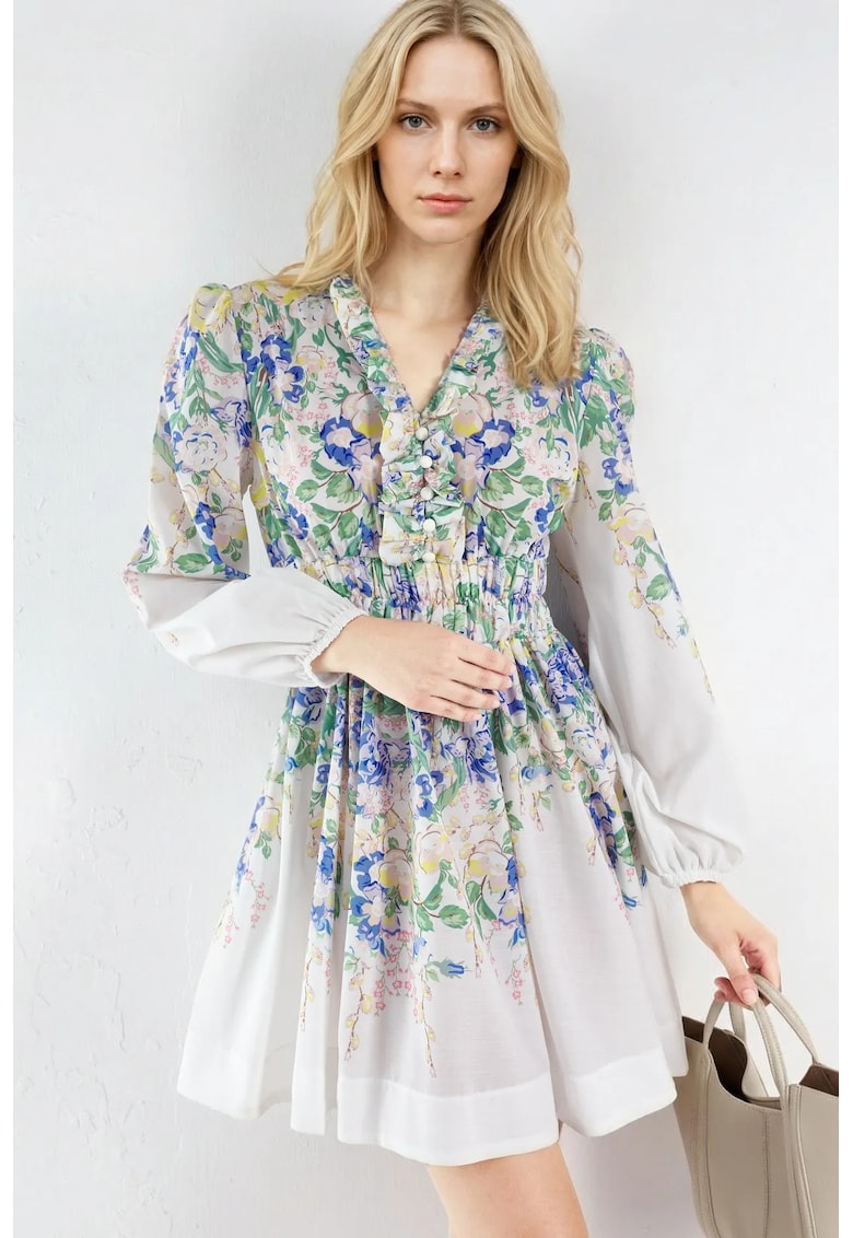 Rochie Mini - Floral - Multicolor - Casual - Poliester-Lycra