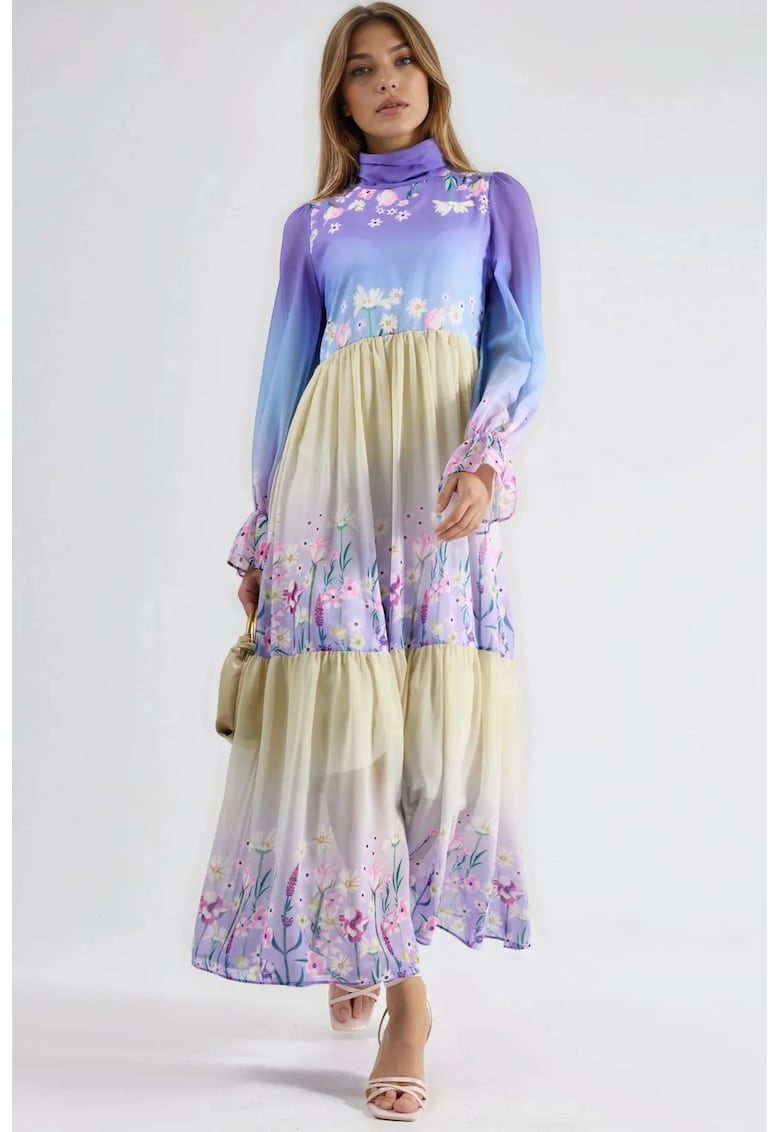 Rochie maxi - floral - multicolor - sifon