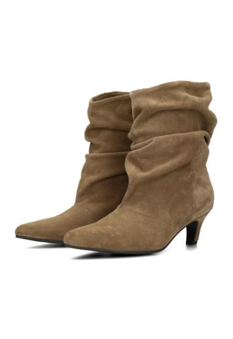 Botine din piele intoarsa ecologica cu varf ascutit