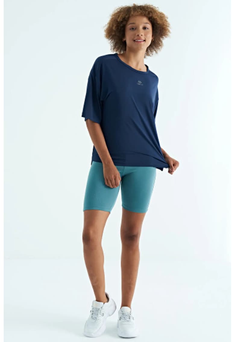 Tricou dama - supradimensionat - albastru cobalt - poliester-elastan