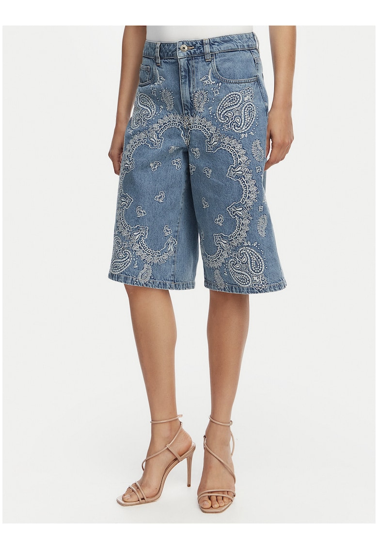 Bermude dama - denim - paisley - albastru - bumbac