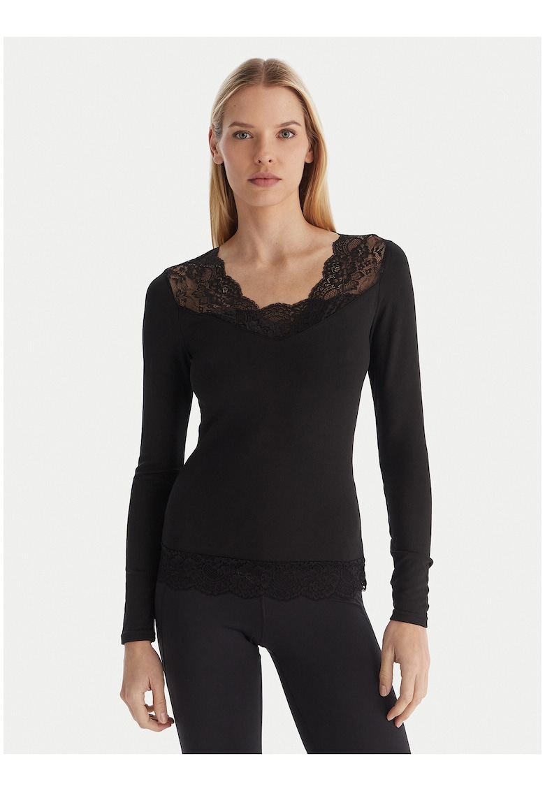 Bluza dama - neagra - maneca lunga - material elastic -
