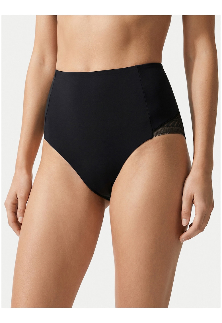 Lenjerie modelatoare inferioara - negru - material sintetic - talie inalta
