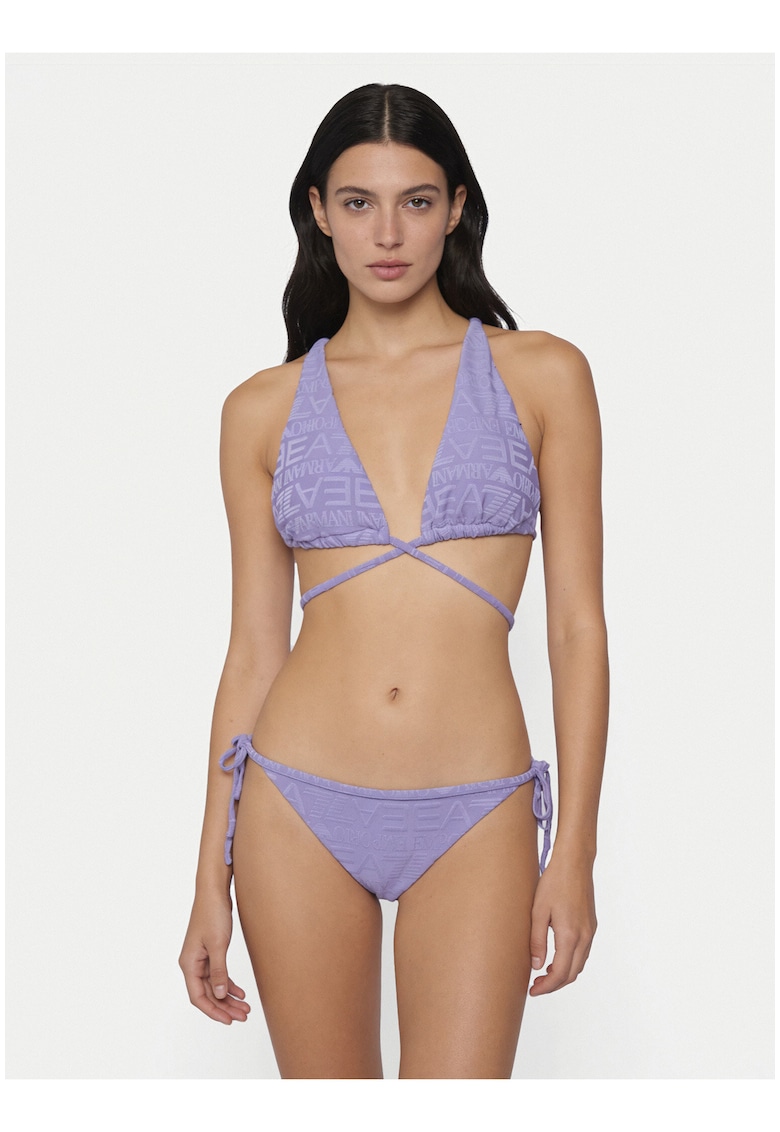 Costum de baie bikini pentru femei - albastru - material sintetic - imprimeu logo