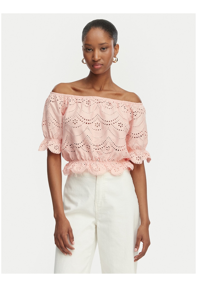Bluza dama - portocalie - bumbac si poliester - maneca scurta - casual