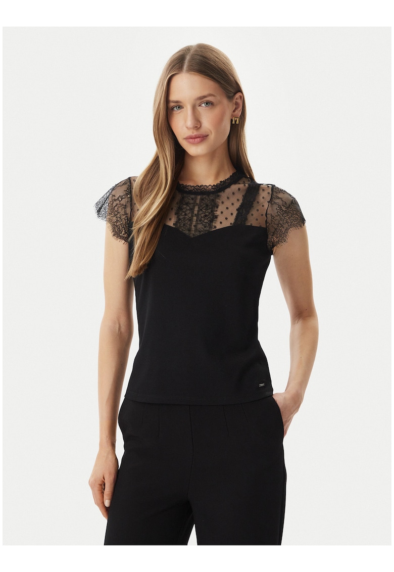 Bluza dama - negru - maneca scurta - material delicat - casual