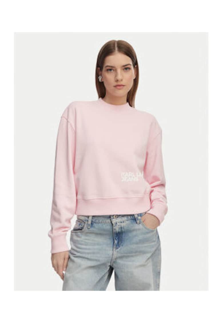 Bluza dama - roz - bumbac - maneca lunga - croiala regulara -