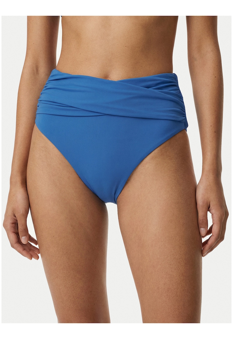 Slip de bikini dama - inalt - albastru - material elastic - fara inchidere -
