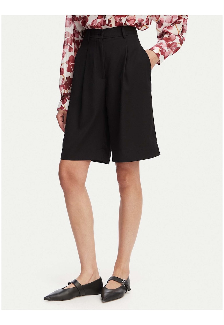 Bermude dama - negru - material sintetic - croiala lejera