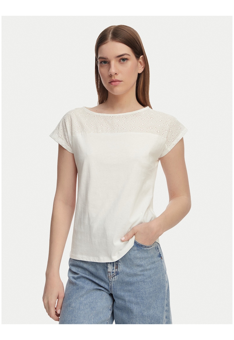 Bluza dama - alb - bumbac organic - croiala regular fit - maneci scurte