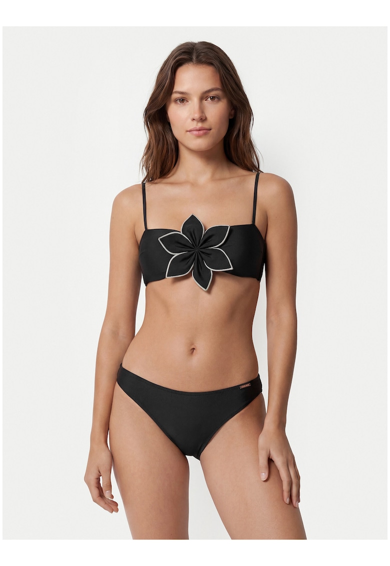 Costum de baie bikini pentru femei - negru - material sintetic - cupele intarite cu insertii detasabile