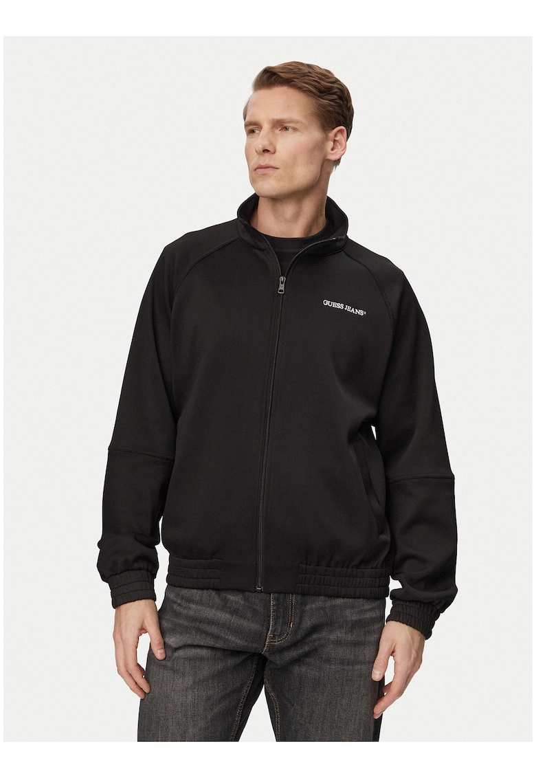 Hanorac barbati - negru - material elastic - maneca lunga - fermoar