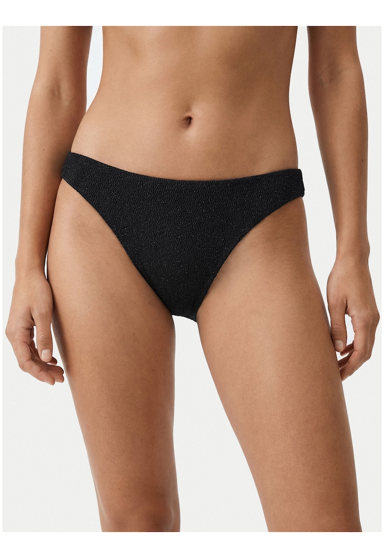 Slip de bikini dama - negru - elastic - lucios