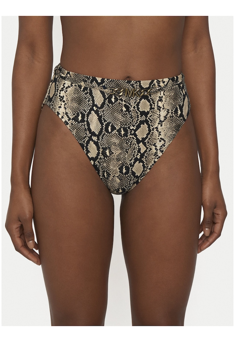 Slip de baie pentru femei - animal print - negru - nylon-elastan