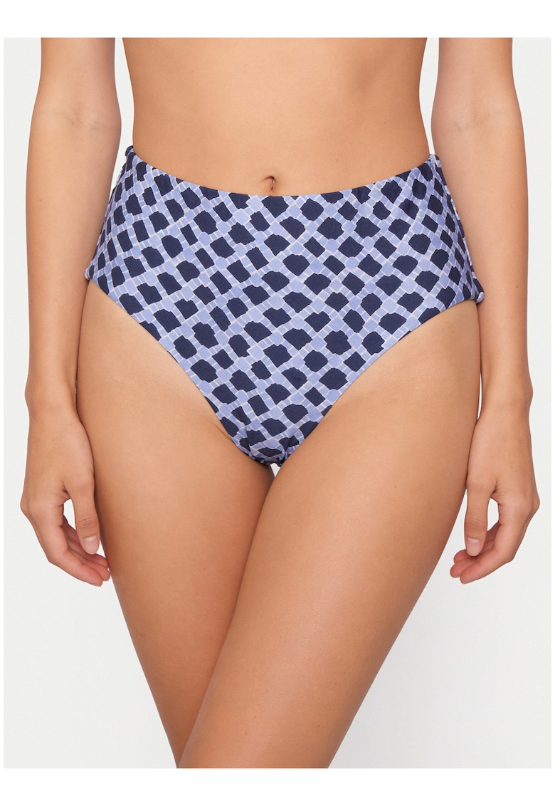 Slip de bikini dama - talie inalta - albastru - material sintetic