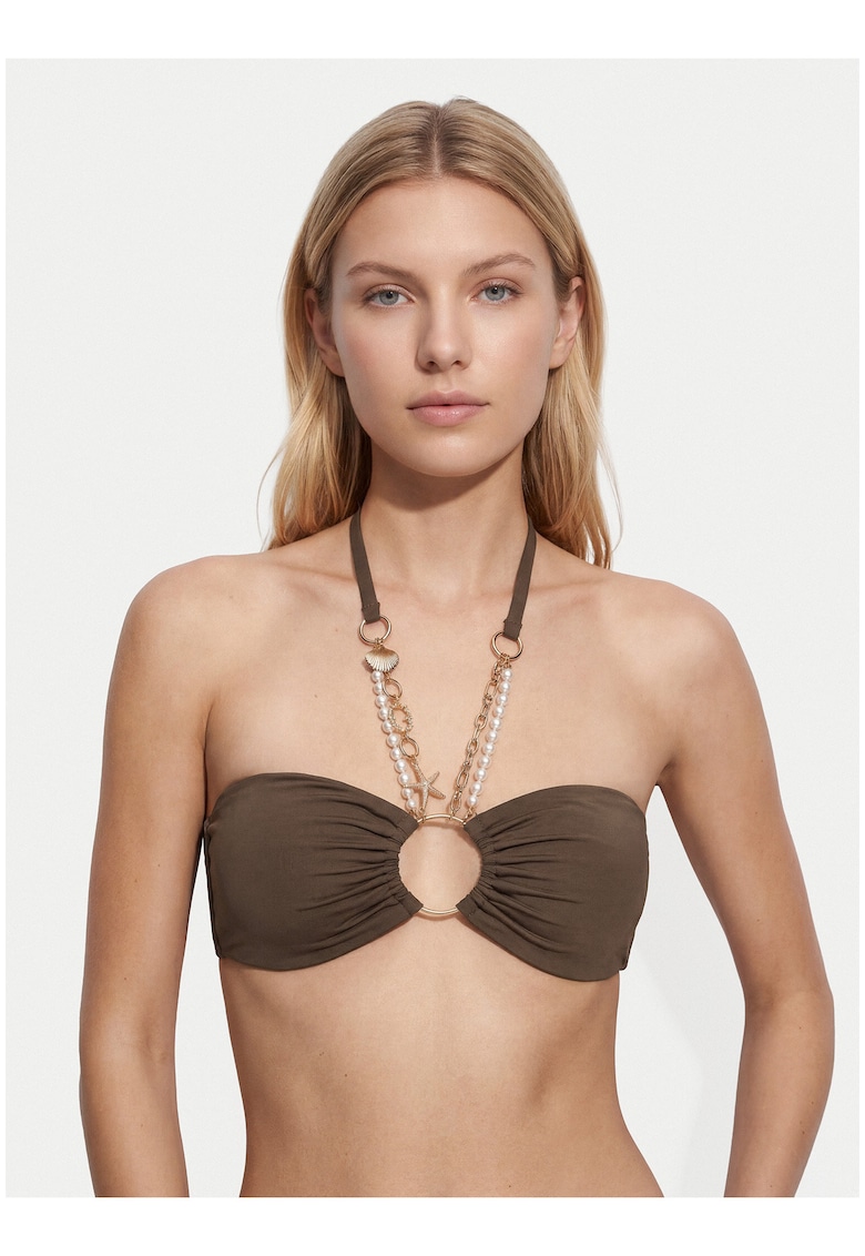 Sutien de bikini pentru femei - maro - cupe detasabile - bretele nedetasabile - material elastic