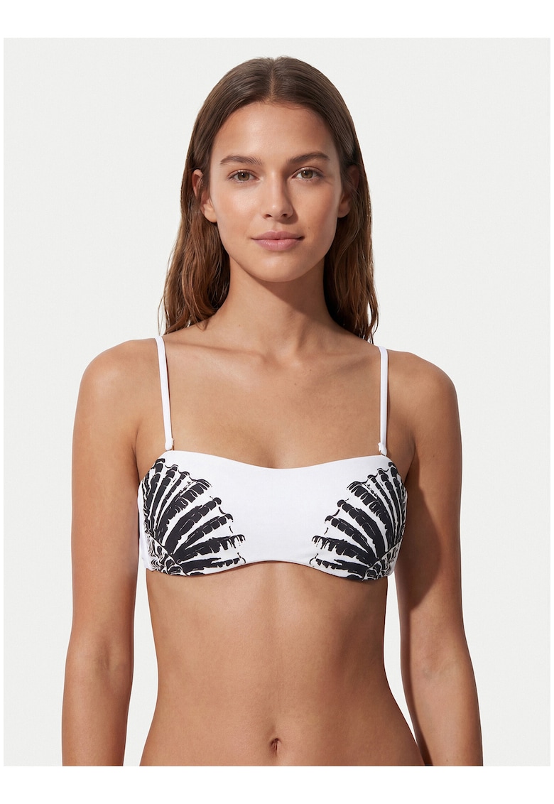 Top bikini alb - imprimeu grafic - Alb