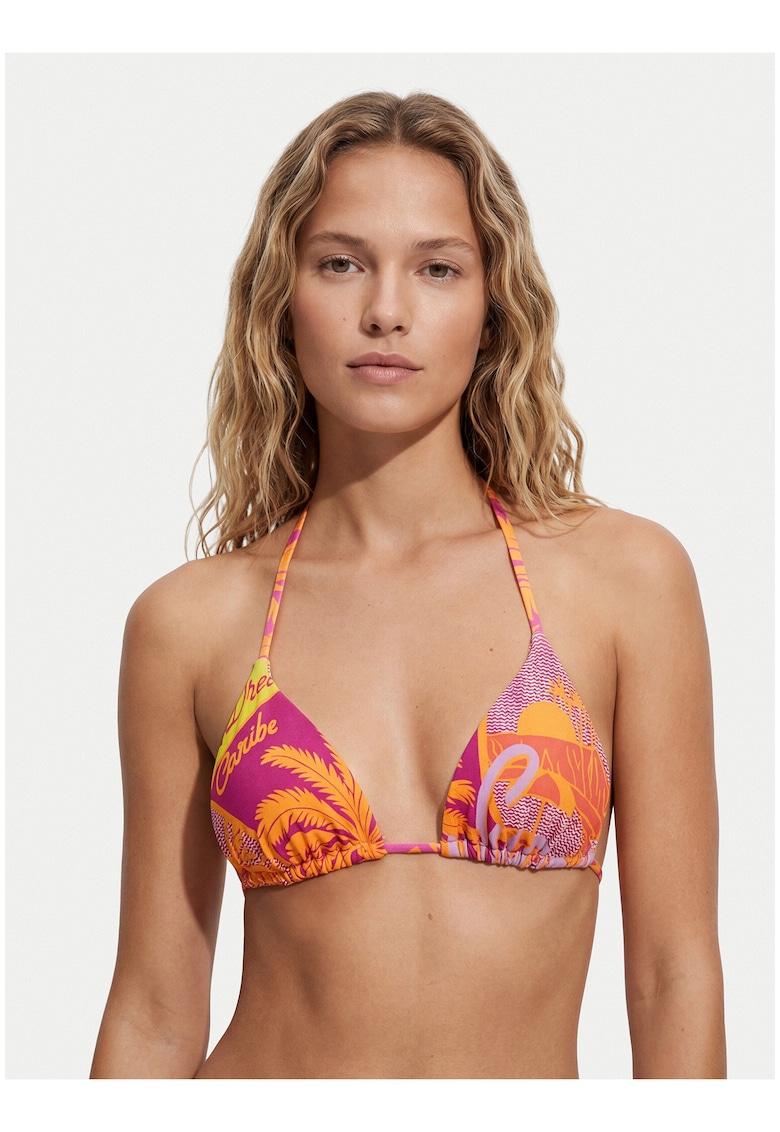 Top bikini dama - reversibil - violet - multicolor - material sintetic