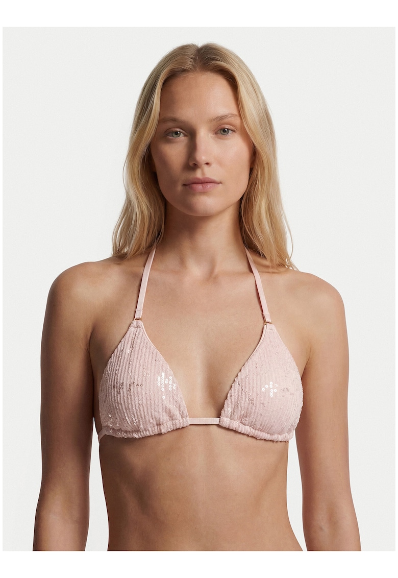 Costum de baie dama - sutien bikini - roz - poliester