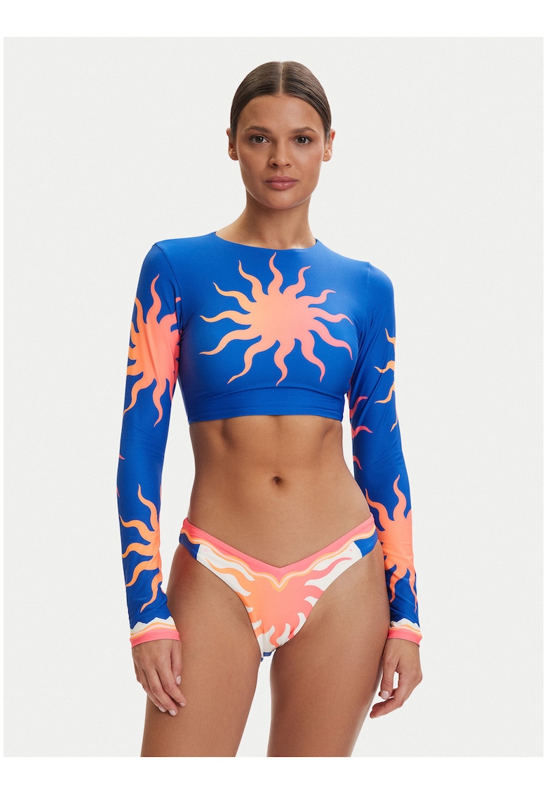 Top bikini femei - albastru - grafic - material elastic
