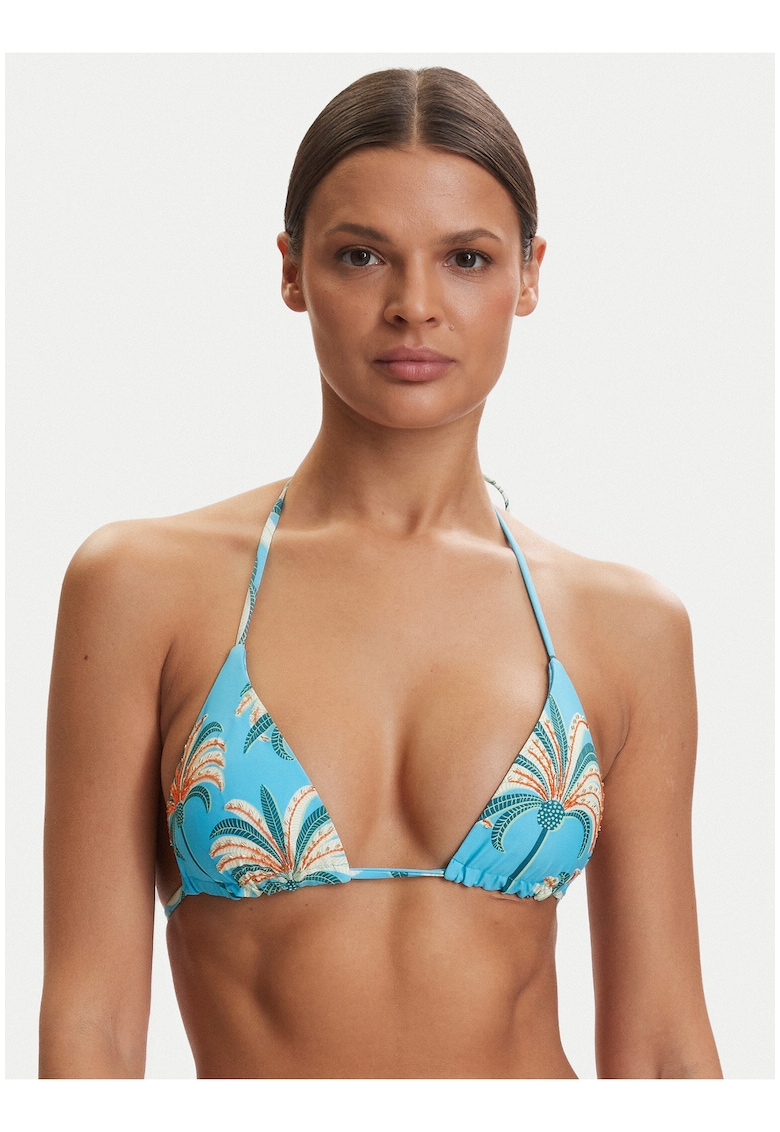 Sutien de bikini pentru femei - turcoaz - cu cupe detasabile - material elastic din poliester reciclat