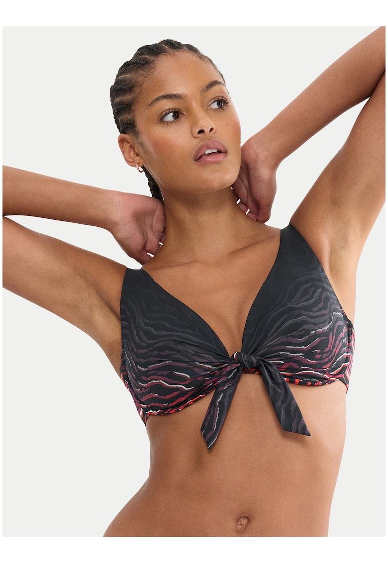 Sutien de bikini pentru femei - animal print - negru/maro - material sintetic