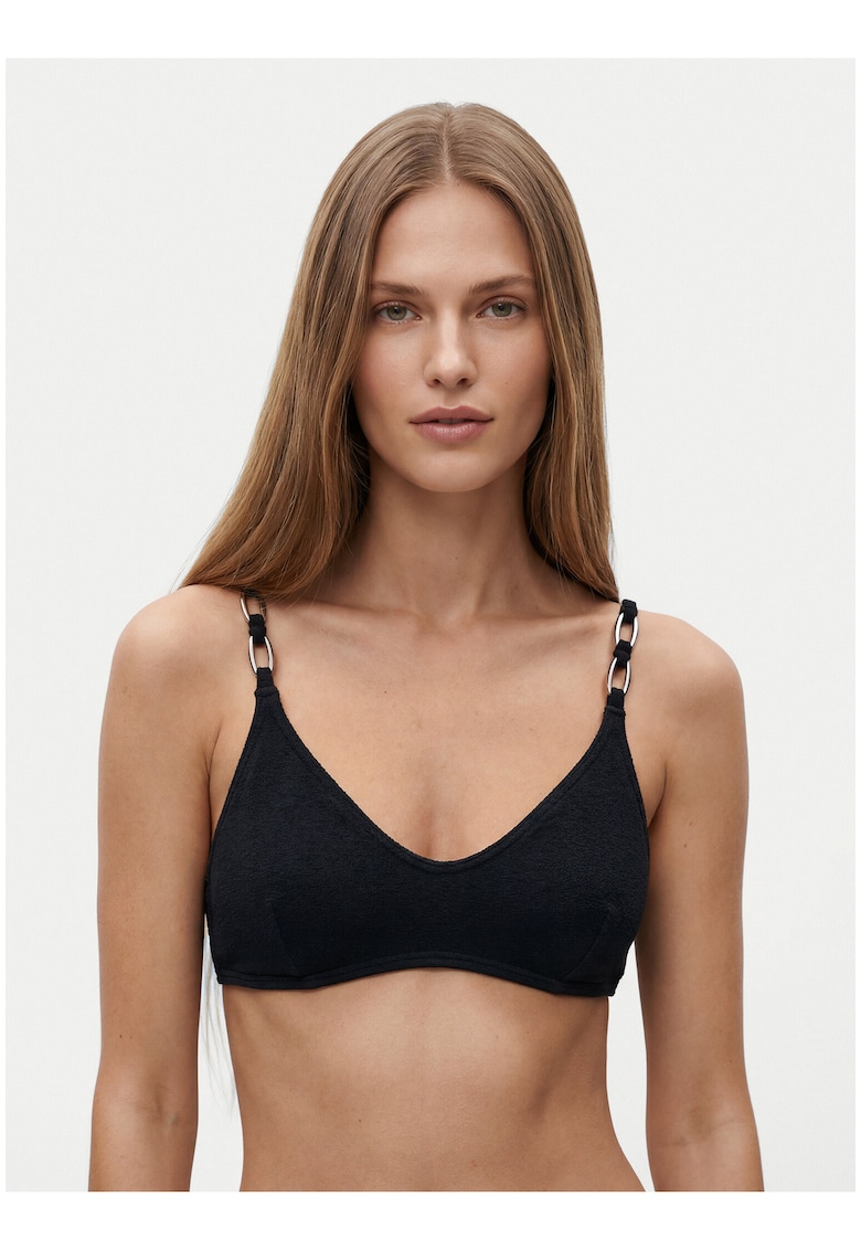 Top bikini negru - cupe bretele reglabile - material sintetic - Negru