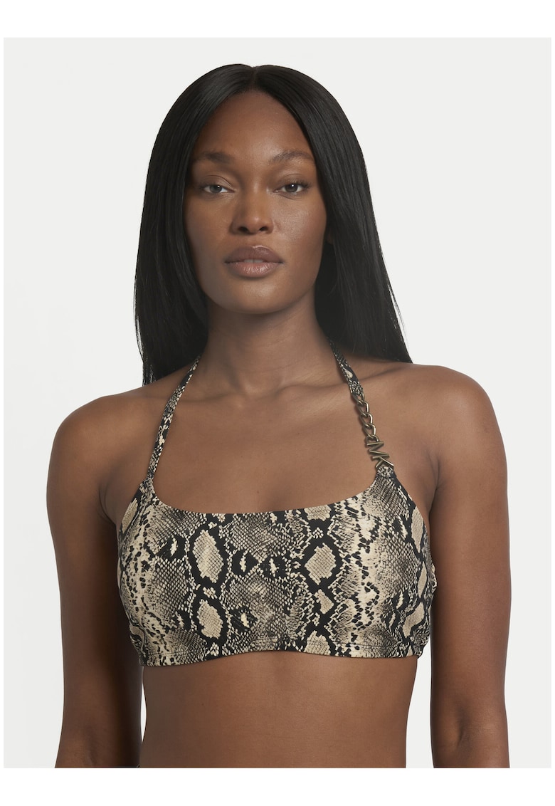 Top de bikini pentru femei - animal print - negru - nylon-elastan