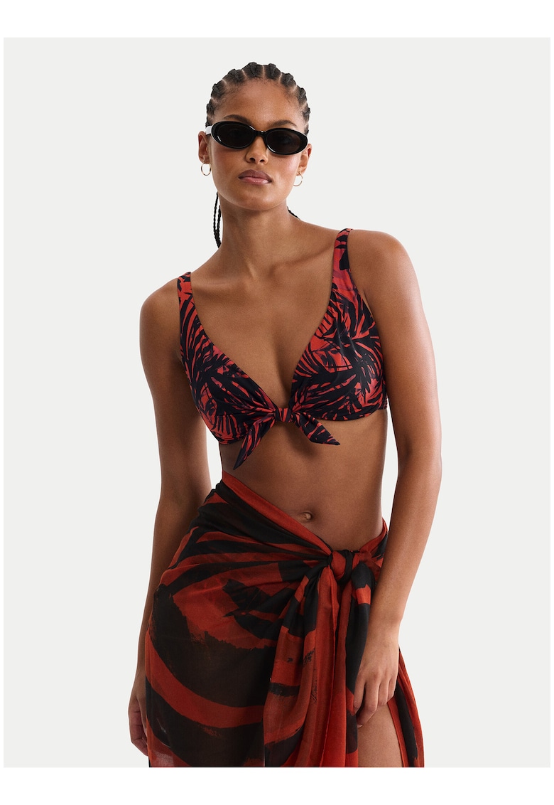 Top bikini femei - rosu - material sintetic - imprimeu grafic