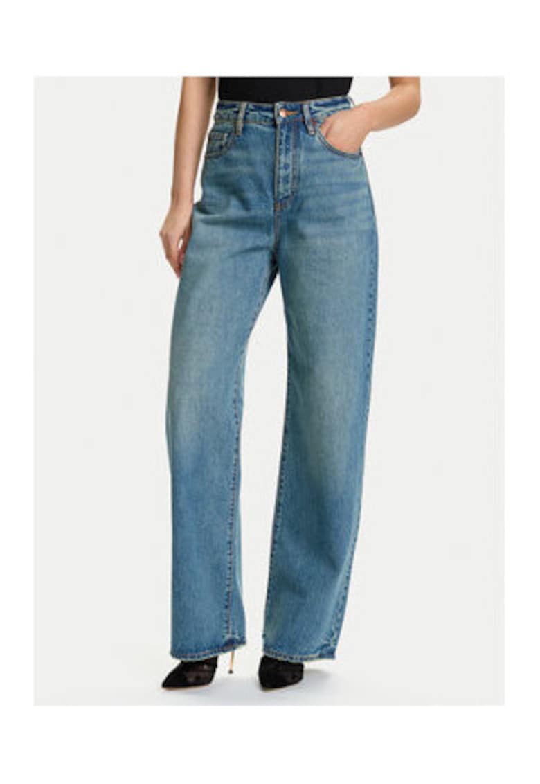 Blugi dama - relaxed fit - albastru - bumbac -