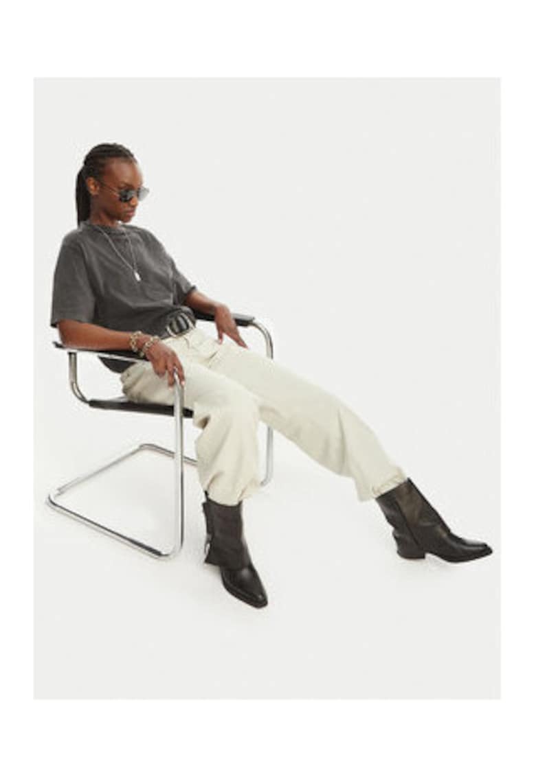 Blugi dama - bej - croiala relaxata - bumbac -