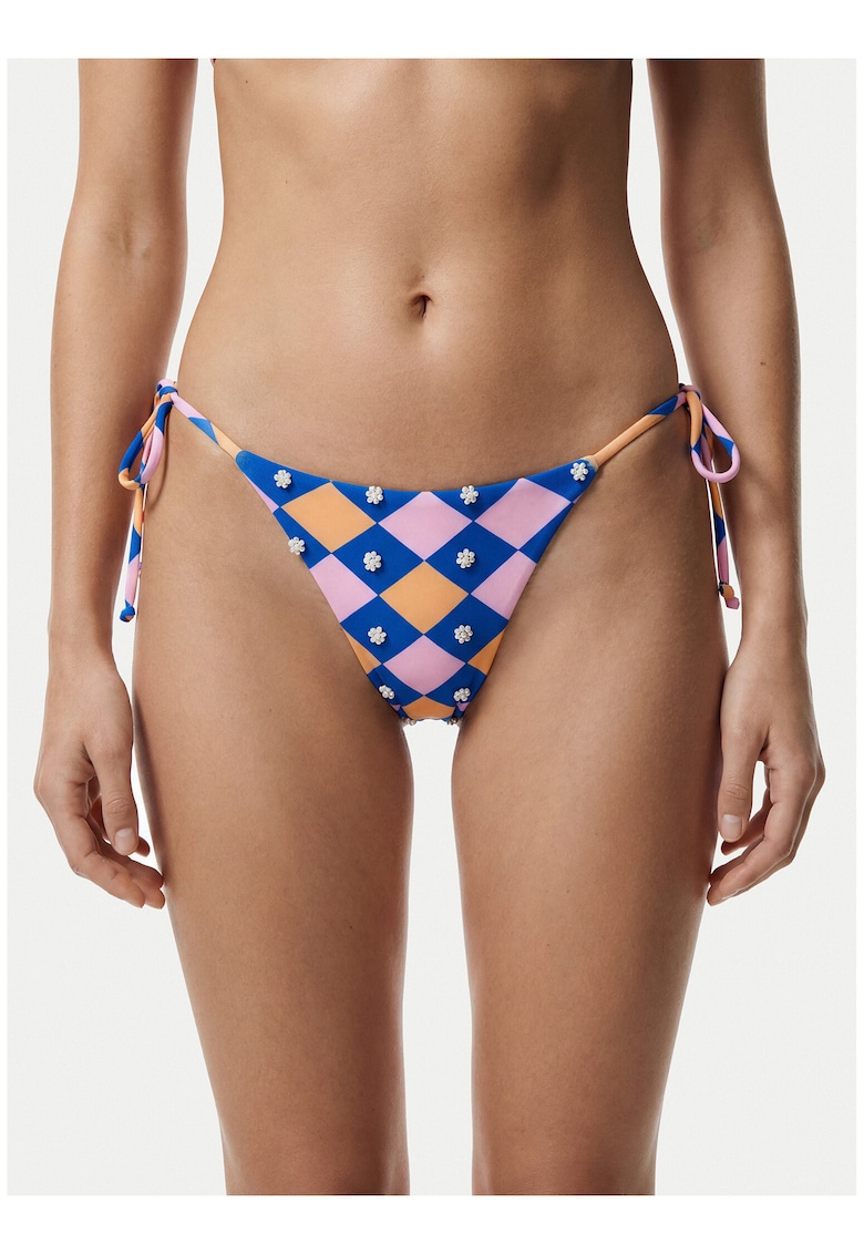 Slip de bikini dama - reversibil - albastru-roz - material sintetic