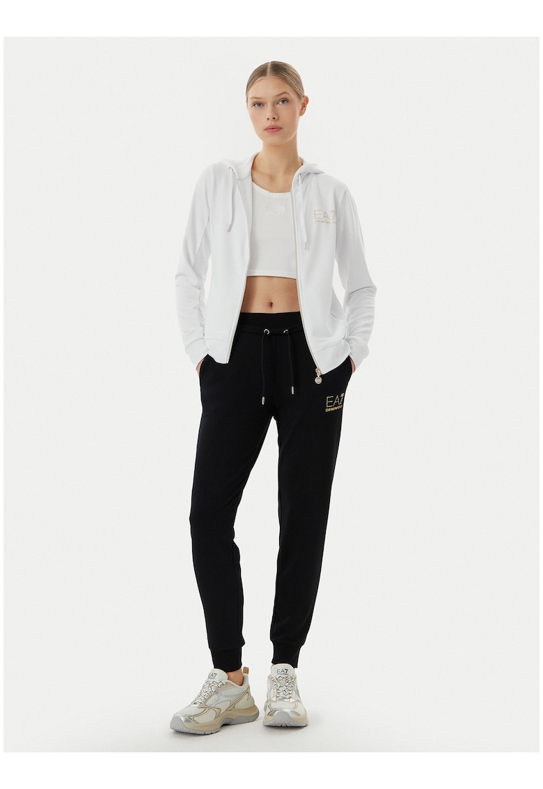 Trening lifestyle dama - Alb/Negru - maneca lunga - regular fit - poliester/viscoza