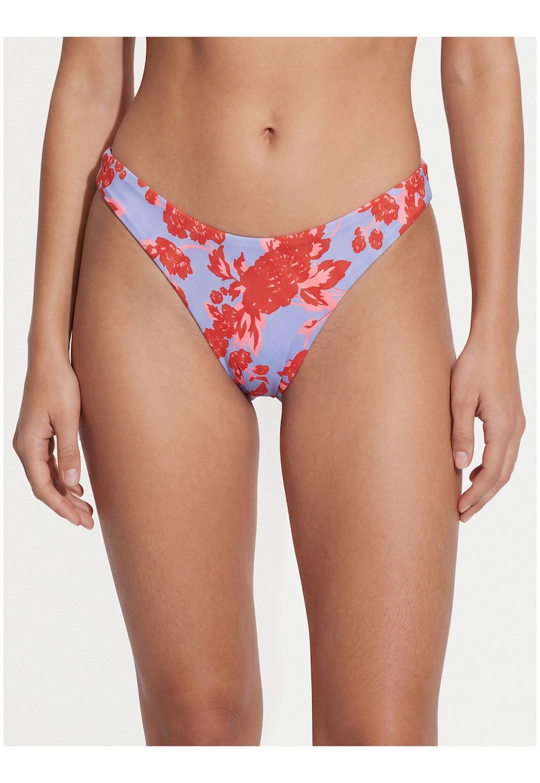 Slip de bikini pentru femei - floral - reversibil - violet - material sintetic reciclat