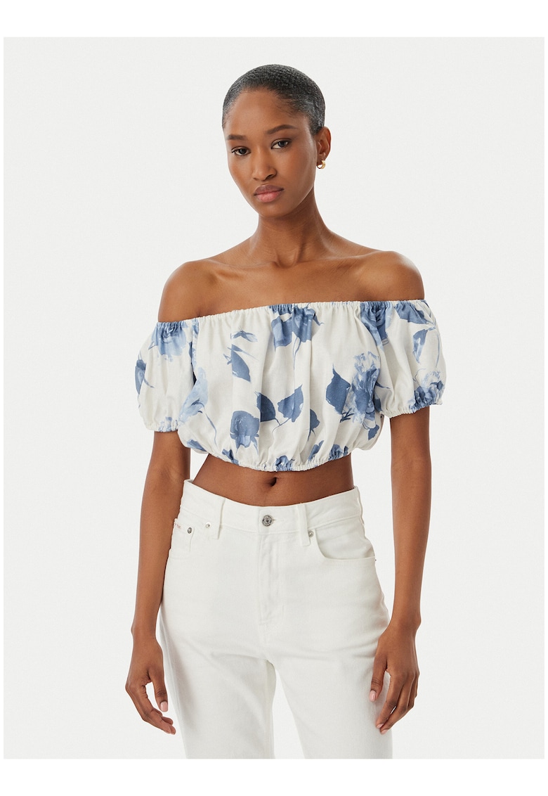 Bluza dama - floral - alb-roz - in-viscoza - maneca scurta - croiala regulara
