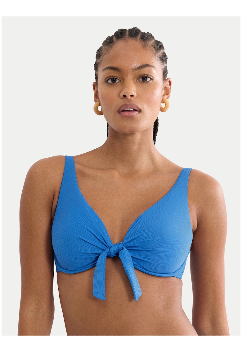 Sutien de bikini Albastru - material sintetic - uni - Albastru